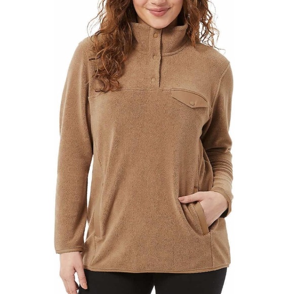 Midweight Snap Fleece Pullover Medium Brown Gorpcore Hygge 32 Degrees Heat - Picture 16 of 16